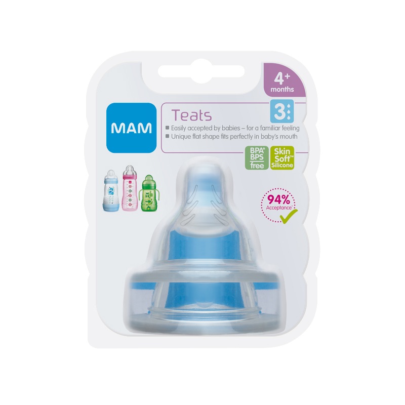 Silicone Teat Fast Flow SkinSoft 4m+ 2Pk - MAM