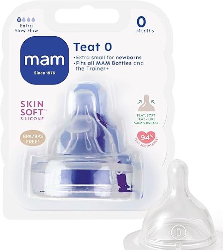 Silicone Teat Extra Slow Flow SkinSoft 0m+ 2Pk - MAM