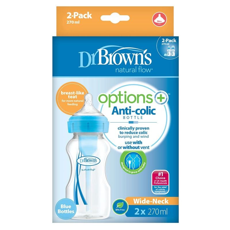 Baby Feeding Bottle Dr.&acirc;&macr;Brown&rsquo;s Options+ Blue 270ml for 0m+ 2Pk