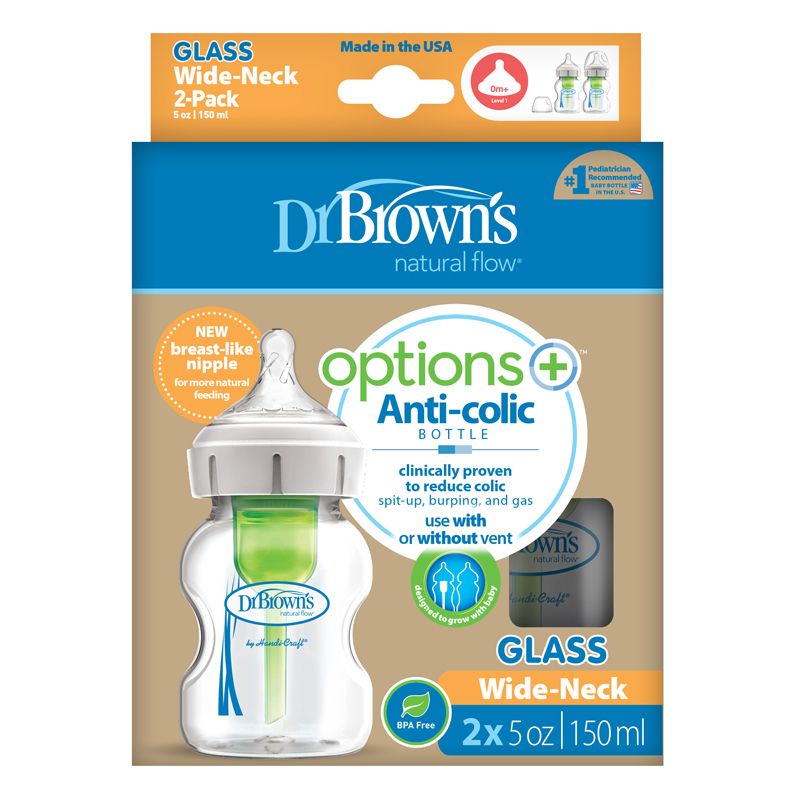 Baby Glass Feeding Bottle Dr.&acirc;&macr;Brown&rsquo;s Options+ 150ml for 0m+ 2Pk