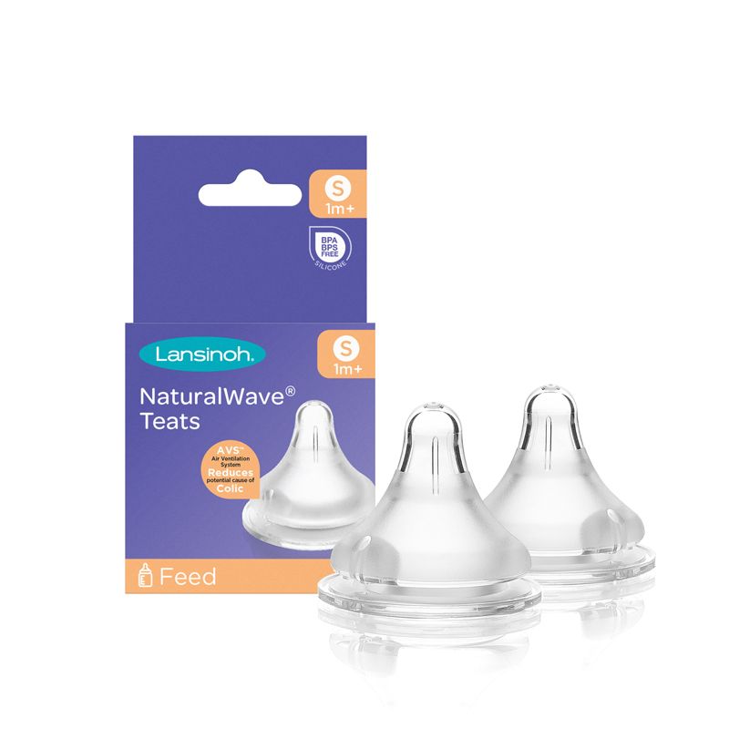 Silicone Teat Natural Wave Slow Flow 1m+ 2Pk - Lansinoh