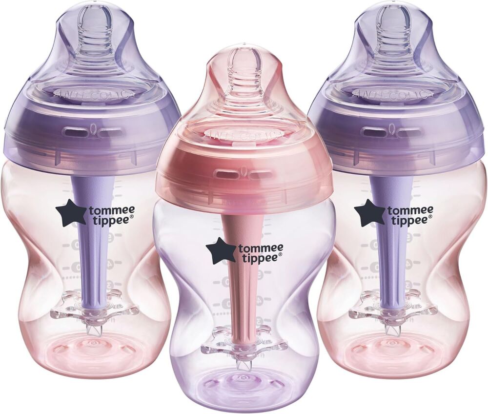 Baby Feeding Bottle Tommee&acirc;&macr;Tippee AC Advanced &acirc;&macr;260&acirc;&macr;ml for 0+m 3Pk Pink & Purple