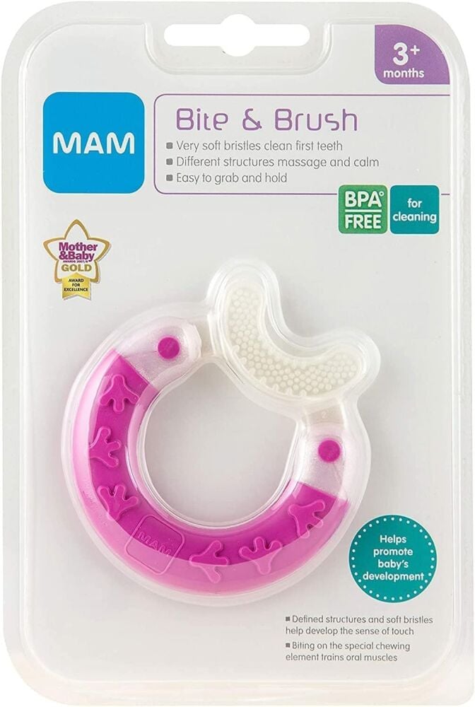 Teether Bite & Brush 3m+ Pink - MAM