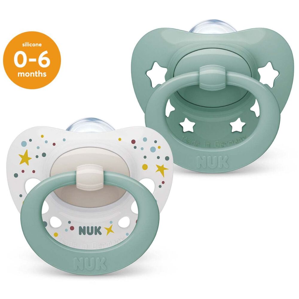 Soother Signature Green Stars 0-6 m (2Pk) - NUK