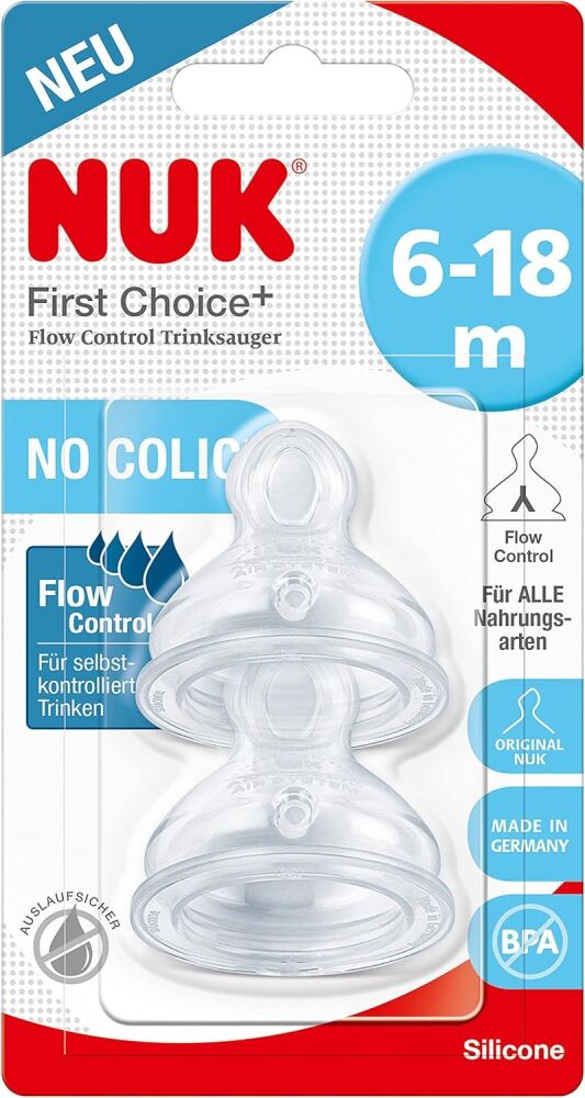 Silicone Teat Y Cut First Choice+ 6-18m+ 2Pk - NUK