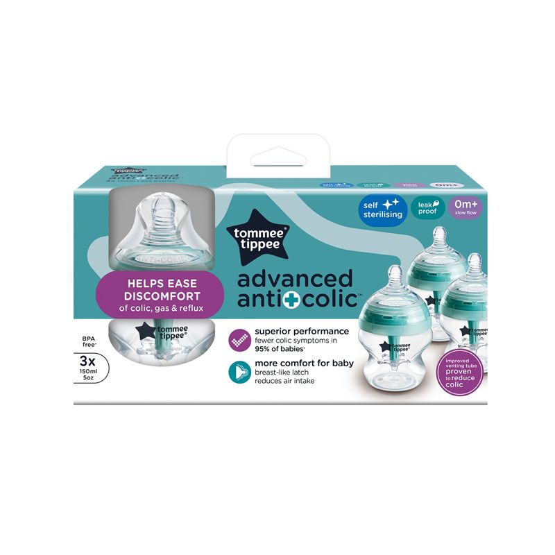 Baby Feeding Bottle Tommee Tippee AC Advanced 150ml for 0m+ 3Pk