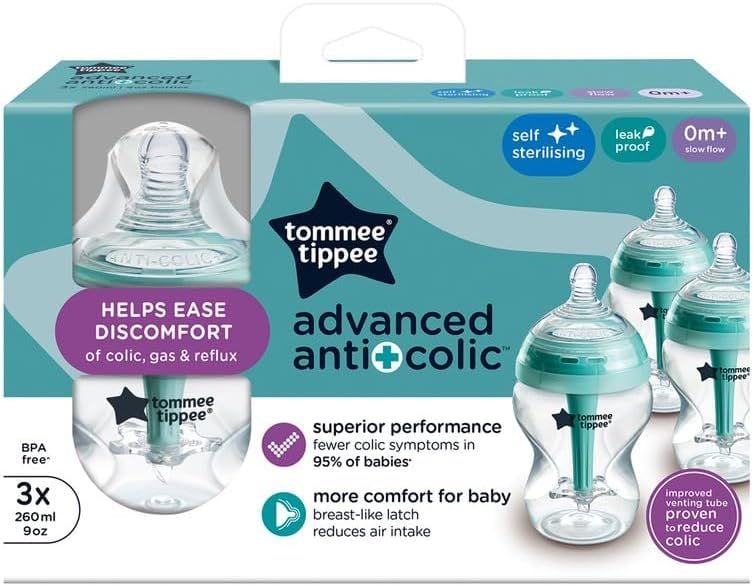 Baby Feeding Bottle Tommee Tippee AC Advanced 260ml for 0m+ 3Pk