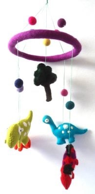 Handmade Wool Felt Dinosaur Mobile