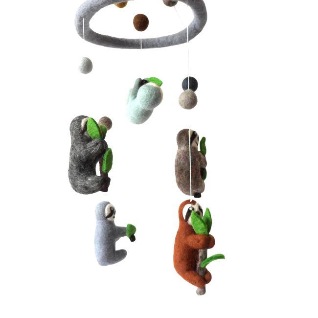 Handmade Wool Felt Sloth Mobile