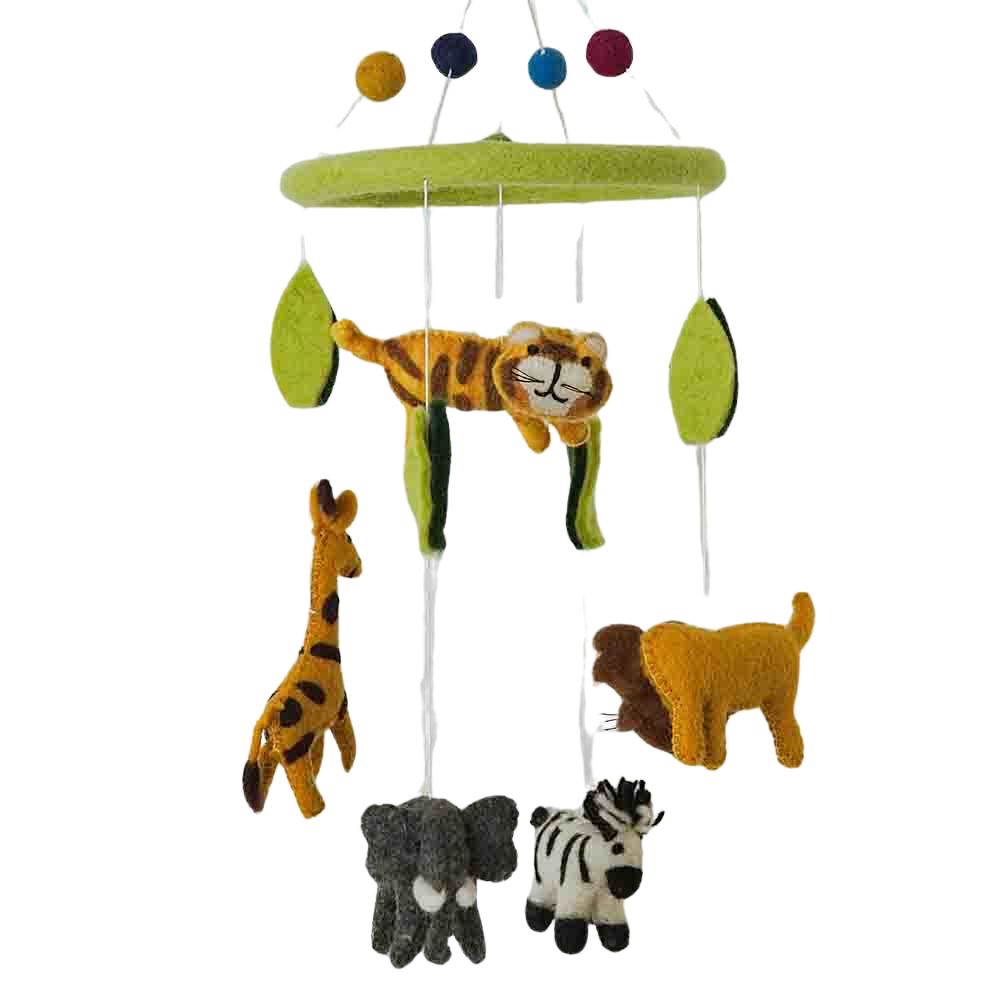 Handmade Wool Felt Zoo Animals Mobile