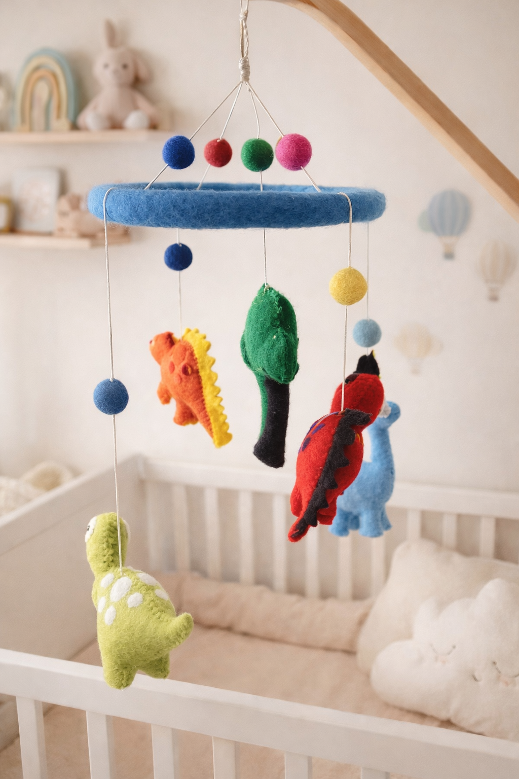 Handmade Wool Felt Dinosaur Mobile