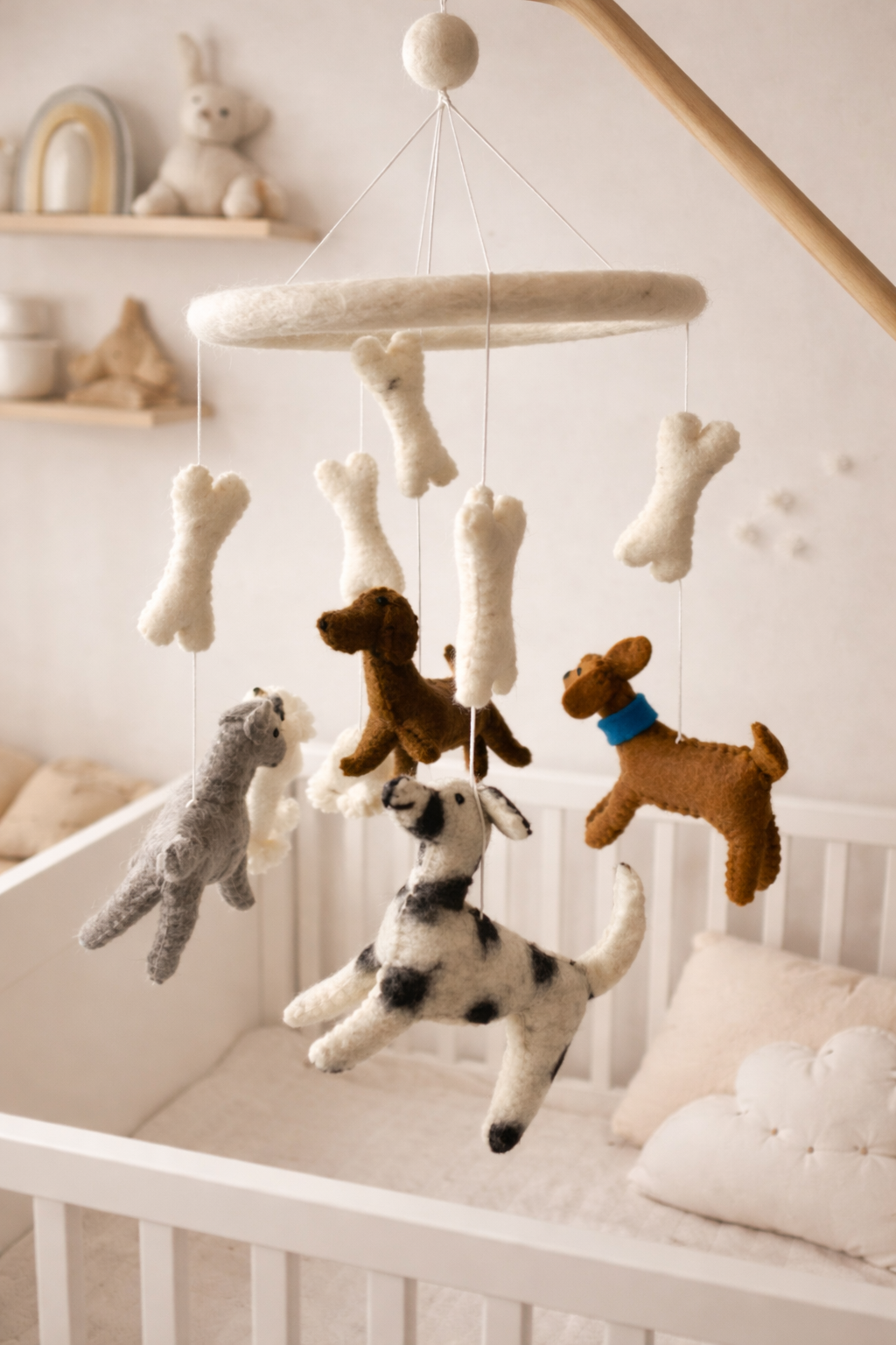 Handmade Wool Felt Dog Mobile
