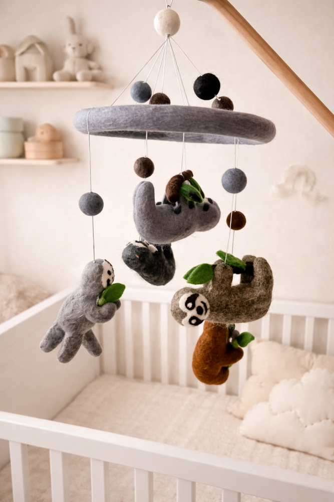 Handmade Wool Felt Sloth Mobile