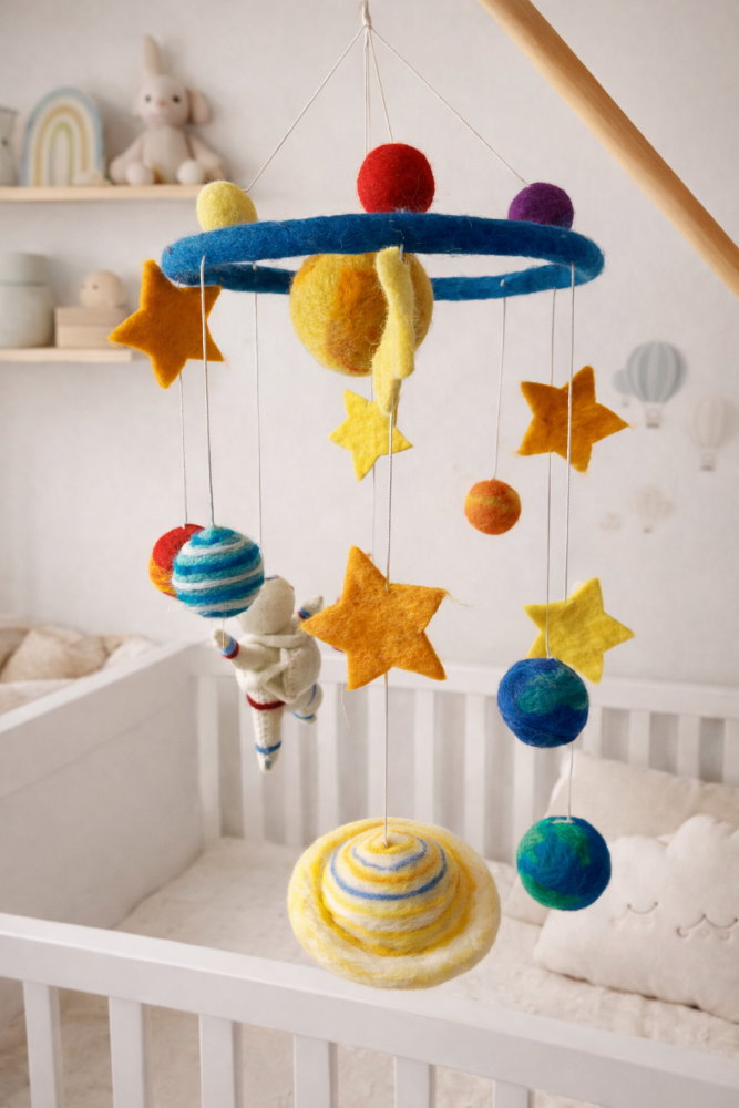 Handmade Wool Felt Solar System Mobile