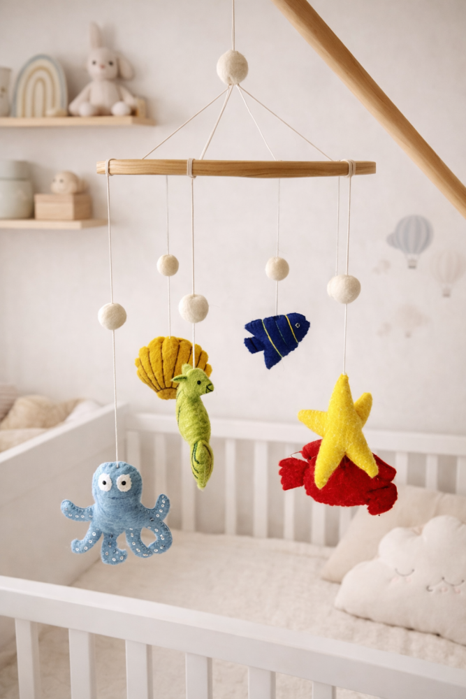 Handmade Wool Felt Under-the-Sea Mobile