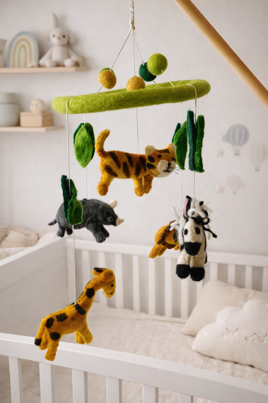 Handmade Wool Felt Zoo Animals Mobile
