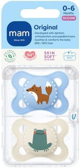 Soother Original (0-6m 2Pk) Blue Fox&Frog - MAM