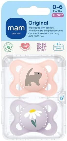 Soother Original (0-6m 2Pk) Pink Daisy&Kitten - MAM