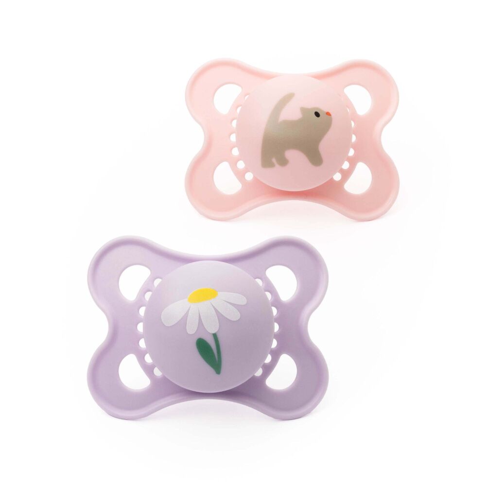 Soother Original Pink Daisy&Kitten 0-6m (2Pk) - MAM