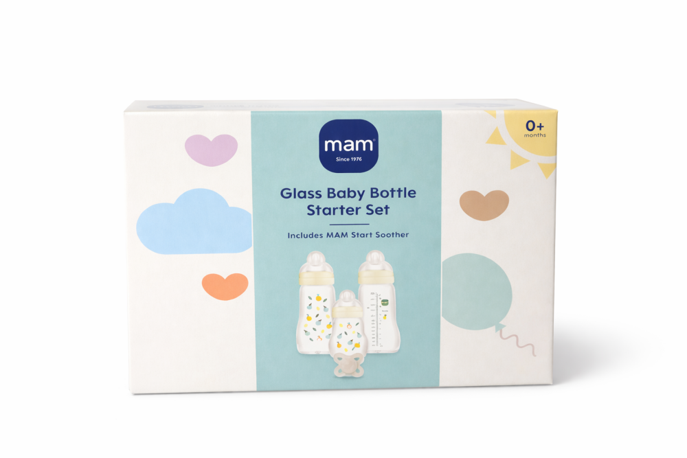 Baby Glass Feeding Bottle MAM Feel Good Starter Set for 0m+