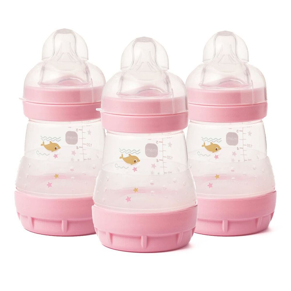Baby Feeding Bottle MAM Easy Start 160ml for 0m+ 3Pk Pink