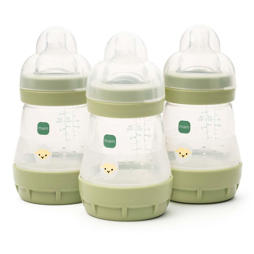 Baby Feeding Bottle MAM Easy Start 160ml for 0m+ 3Pk Unisex Green