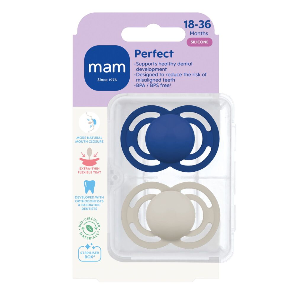 Soother Perfect (18-36m 2Pk) Blue/Grey - MAM