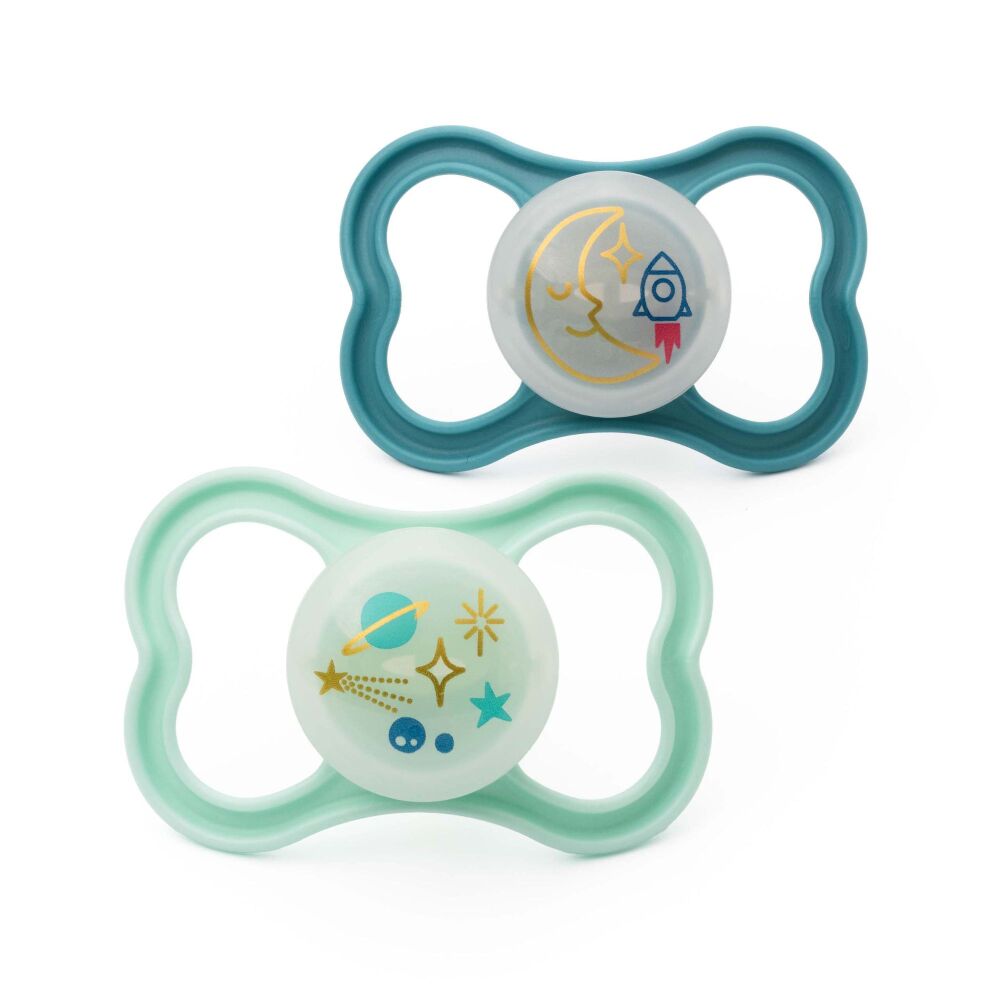 Soother Air Night (6-18 m 2Pk) Blue Moon/Green Planets - MAM