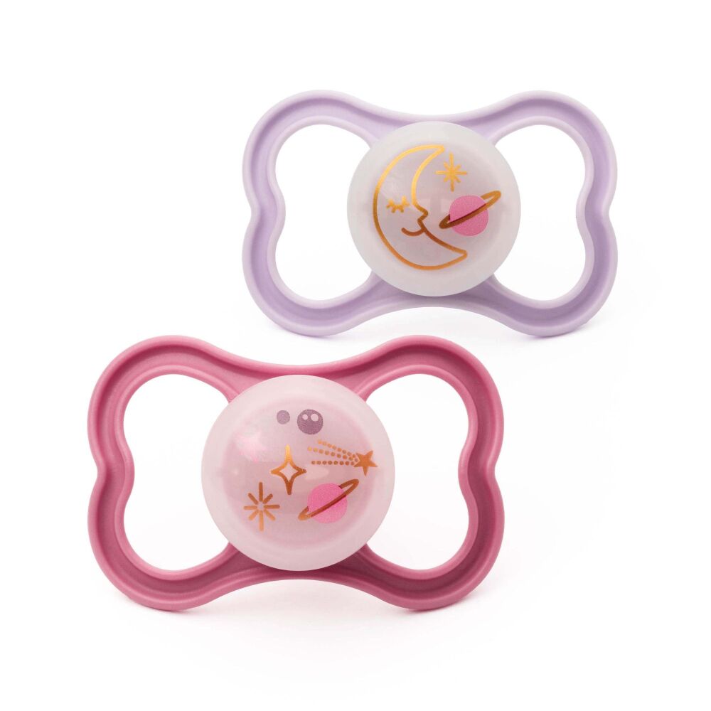 Soother Air Night (6-18 m 2Pk) Lilac Moon/Pink Planets - MAM