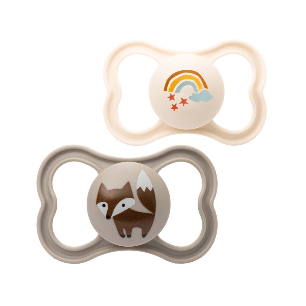 Soother Air (6-18 m 2Pk) Grey Fox/Cream Rainbow - MAM