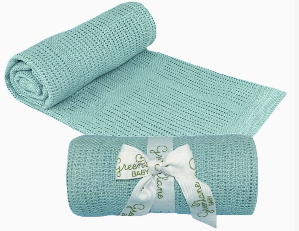 Baby Bamboo Cotton Cellular Blanket Green