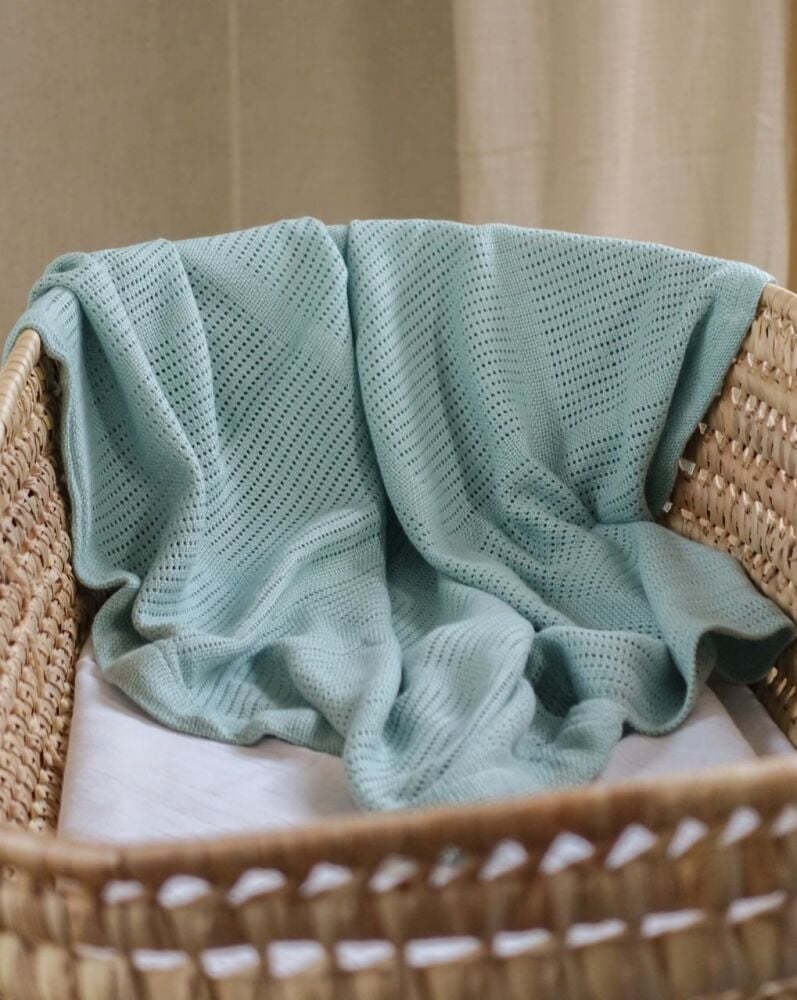 Baby Bamboo Cotton Cellular Blanket Green