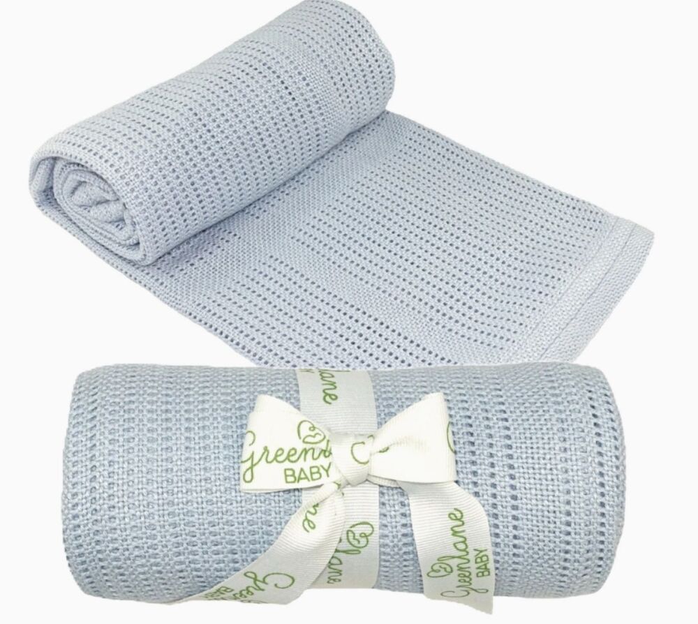 Baby Bamboo Cotton Cellular Blanket Blue
