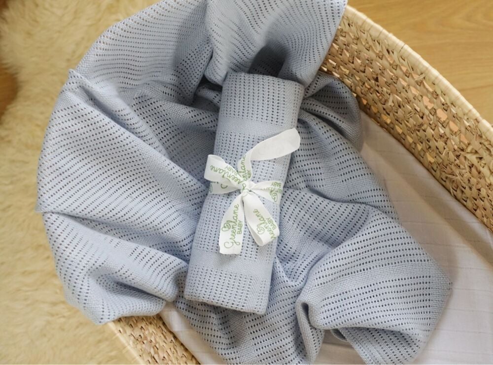 Baby Bamboo Cotton Cellular Blanket Blue