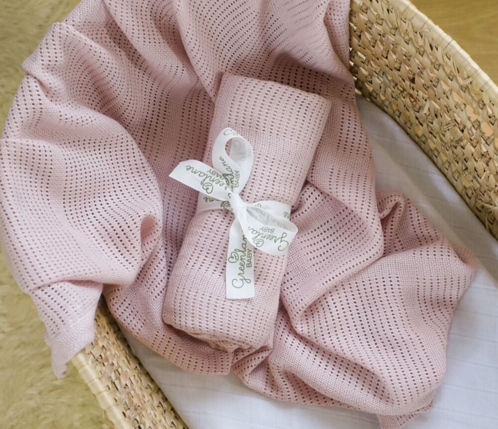 Baby Bamboo Cotton Cellular Blanket Rose