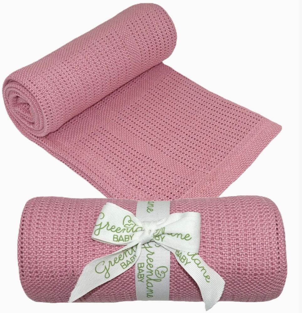Baby Bamboo Cotton Cellular Blanket Pink