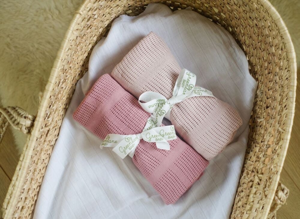 Baby Bamboo Cotton Cellular Blanket Pink