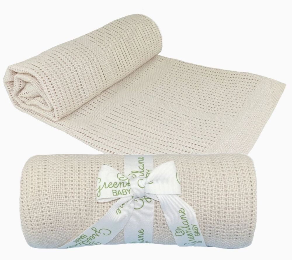 Baby Bamboo Cotton Cellular Blanket Beige