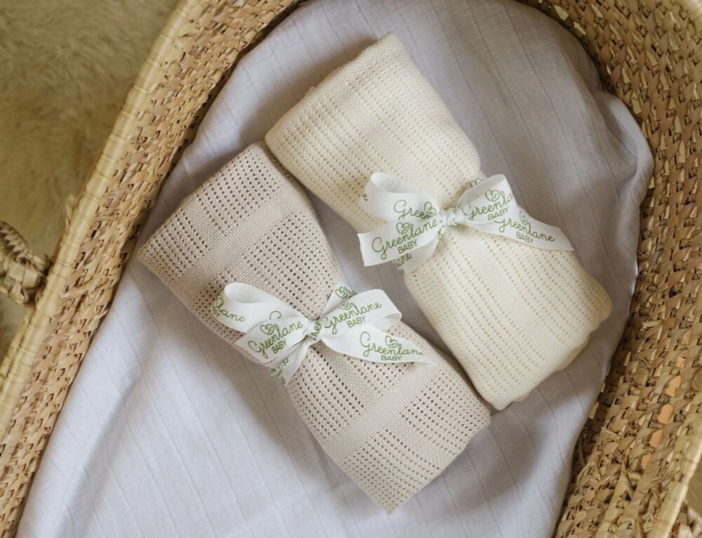 Baby Bamboo Cotton Cellular Blanket Beige