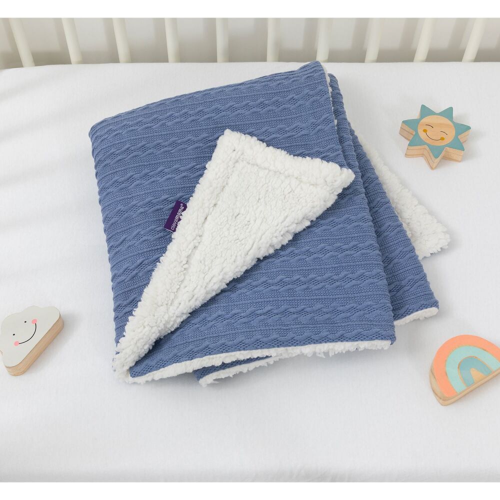 Baby Luxe Sherpa Blanket Blue - ClevaMama