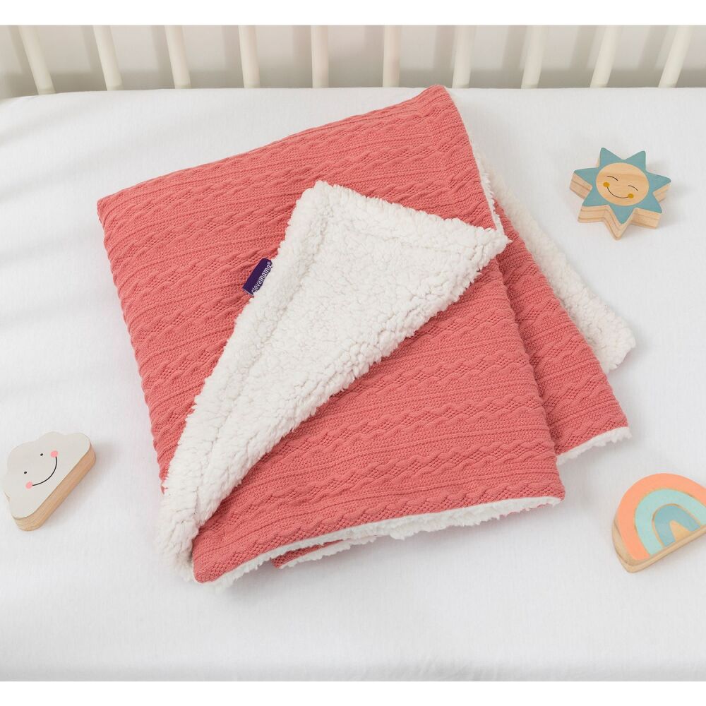 Baby Luxe Sherpa Blanket Coral - ClevaMama