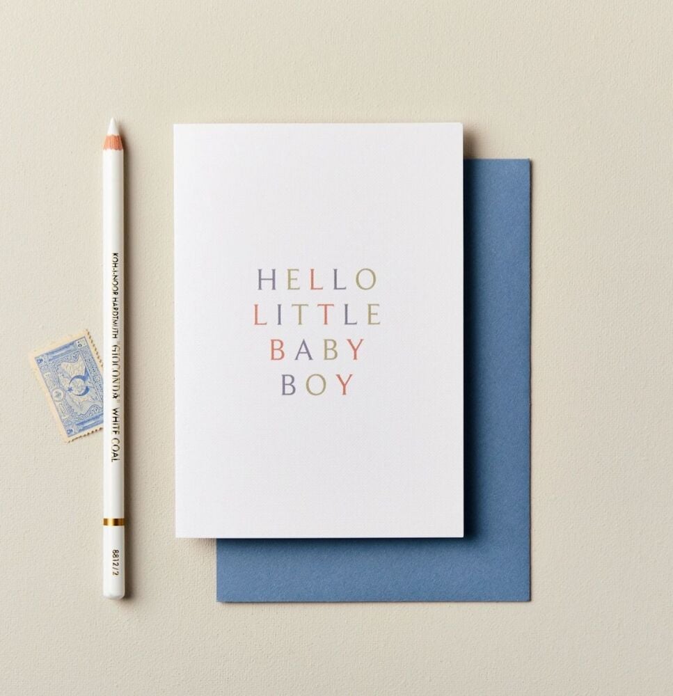 Hello Little Baby Boy Greeting Card - Ink & Bloom