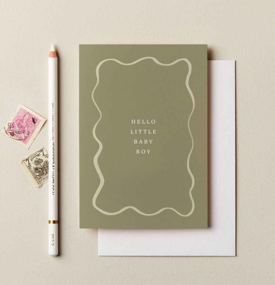 Hello Little Baby Boy Frame Greeting Card - Ink & Bloom