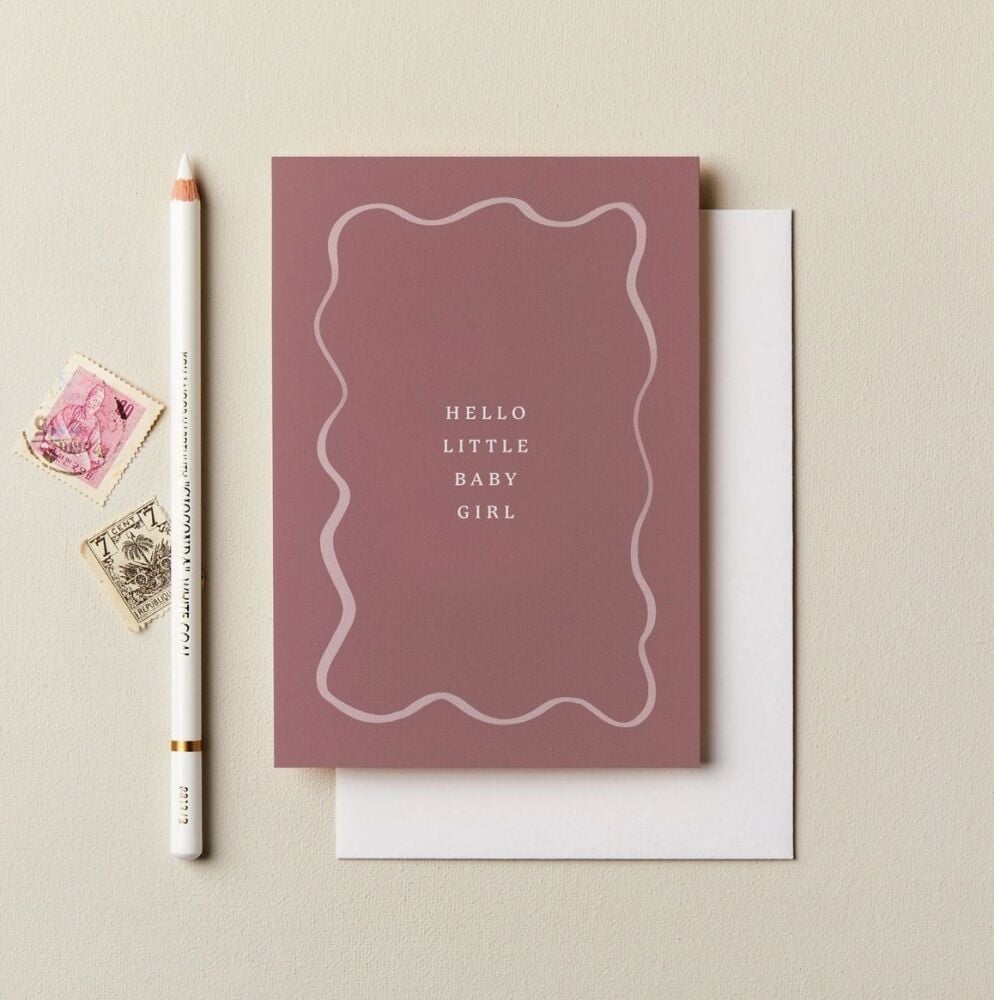 Hello Little Baby Girl Frame Greeting Card - Ink & Bloom