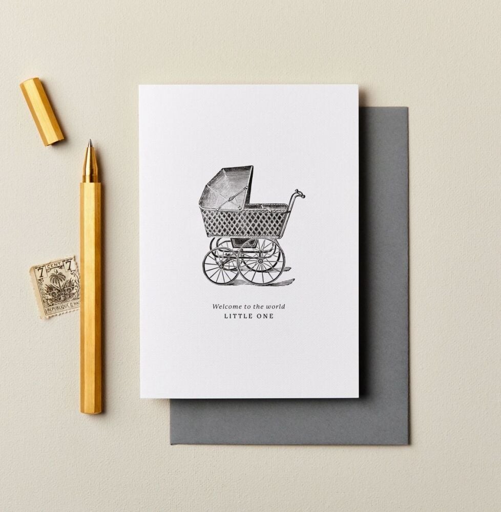 Welcome to the World Little One Pram Greeting Card - Ink & Bloom