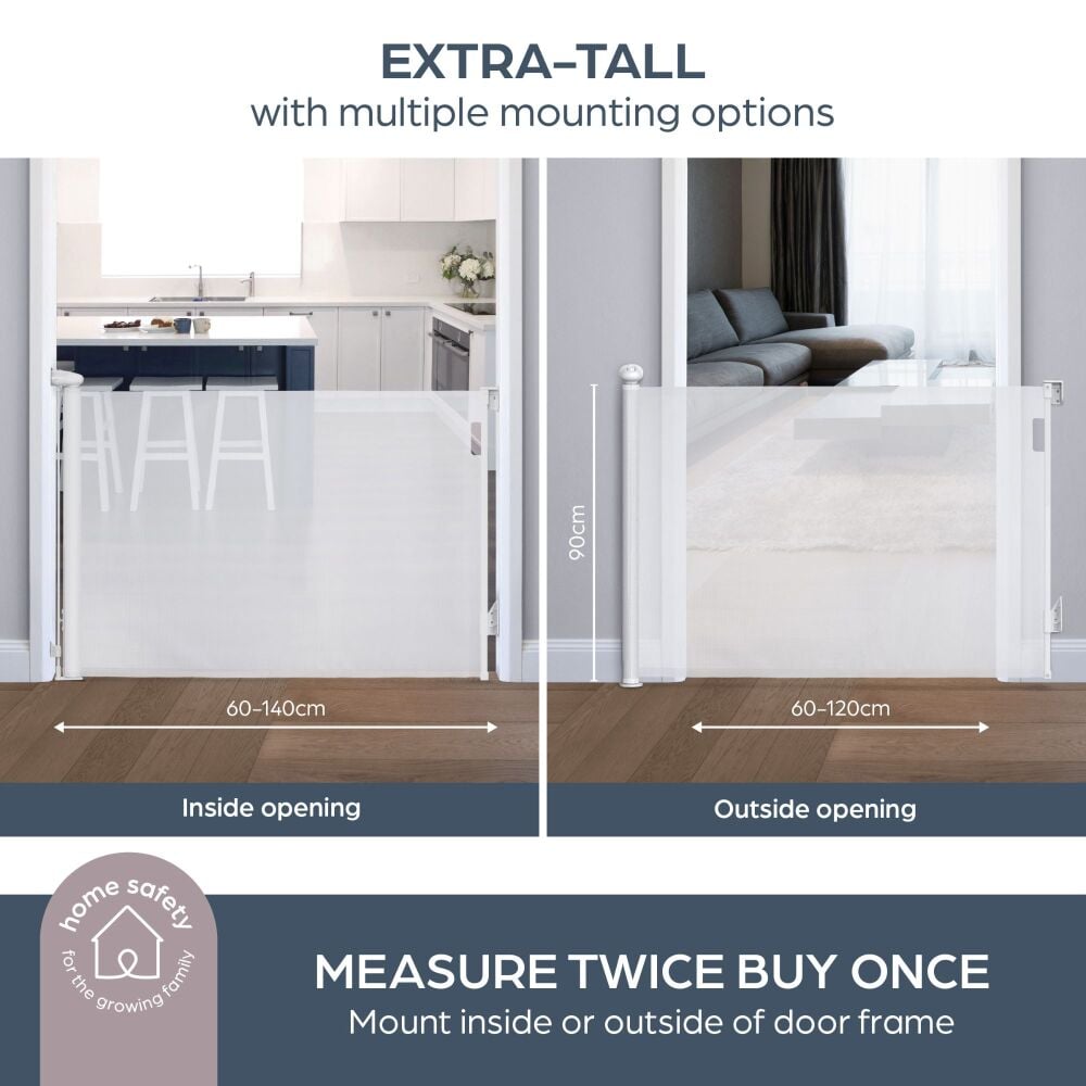 Safety Retractable Gate Glide &lsquo;N&rsquo; Hide Xtra Tall 60-140cm - Dreambaby