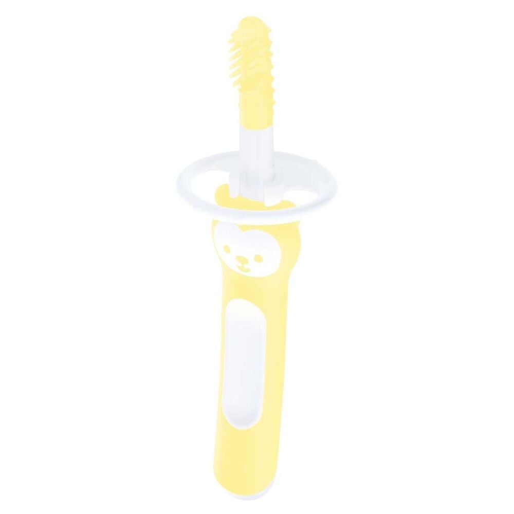 Massaging Brush Oral Care with Safety Shield (3m+) Yellow &ndash;  MAM