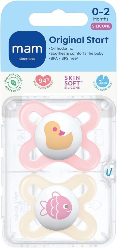 Soother Original Start (0-2m 2Pk) Pink Duck&Fish - MAM
