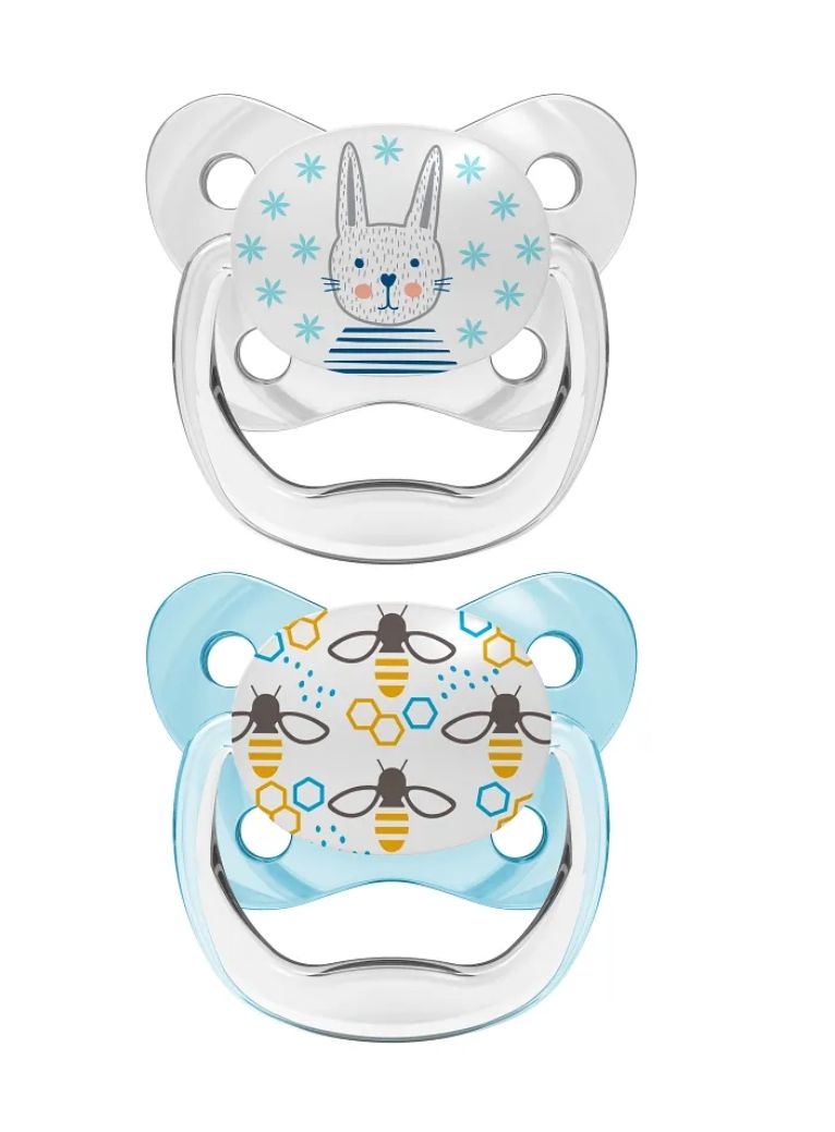 Soother PreVent White Bunny/Blue Bees 0-6 m (2Pk) - Dr. Brown&rsquo;s