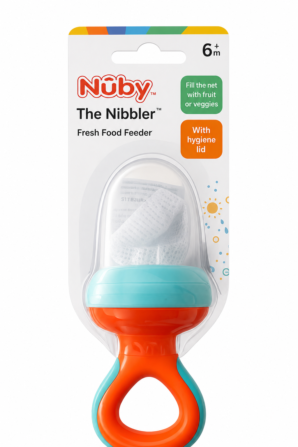 Nibbler with Hygienic Cover 6m+ Red/Green - Nuby